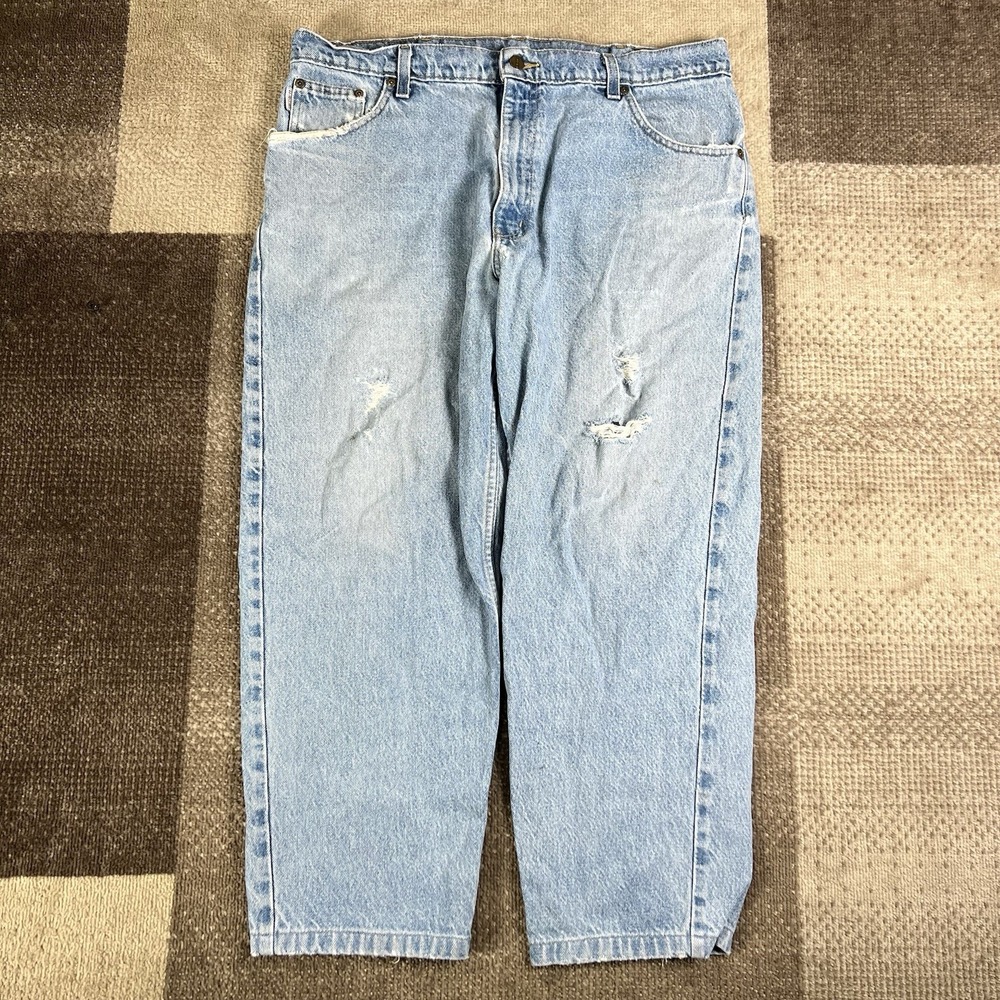 VTG Carhartt‎ Jeans Mens 38X30 Blue Relaxed Fit Tapered B17 DST Actual (36X26)